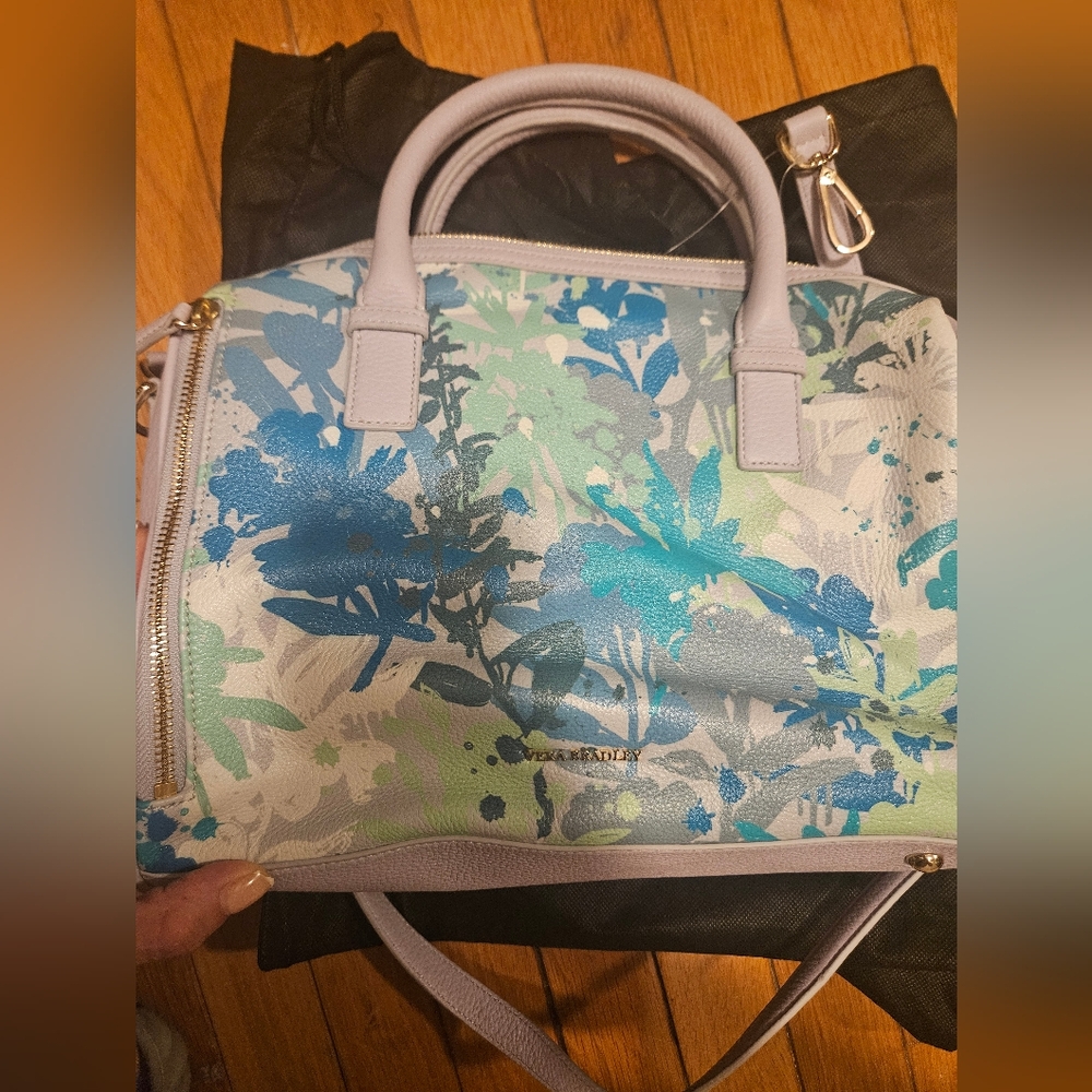 Vera Bradley Camofloral Gray Mario Satchel New With Tags - Picture 3 of 8